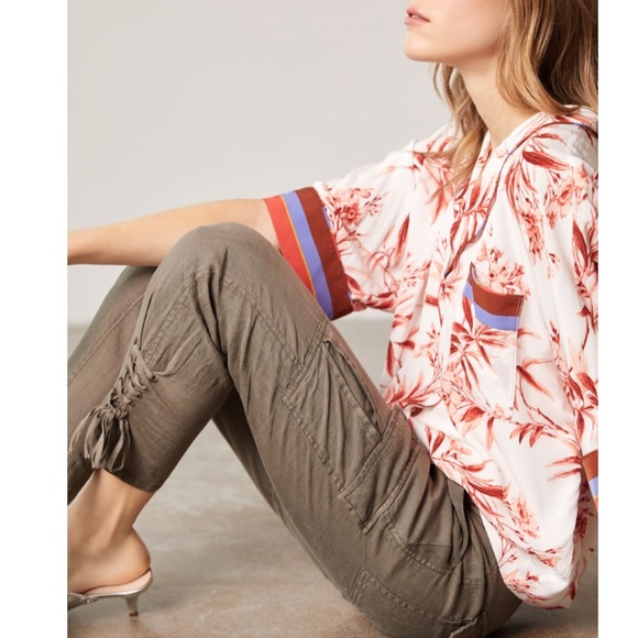 Joie Telutci Cropped Linen Cargo Pants army green - Picture 3 of 8